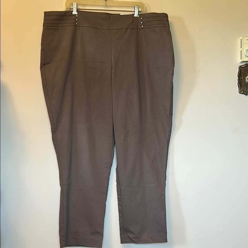 JM Collection Plus brown ankle length tummy control comfort waistband sz 22W NWT